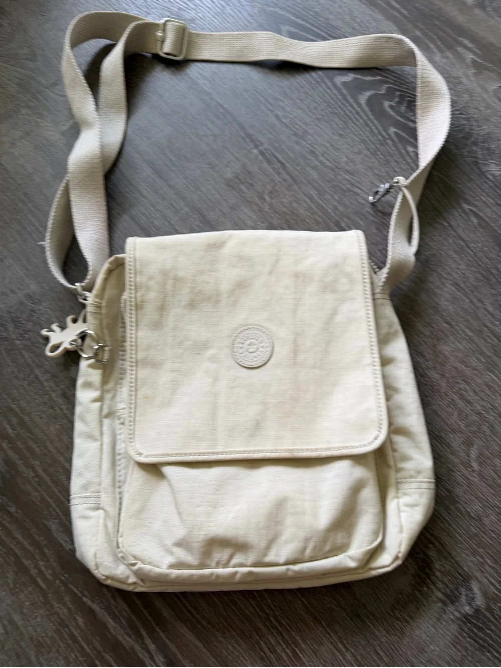 Canvas Crossbody Messenger Bag in Light Beige